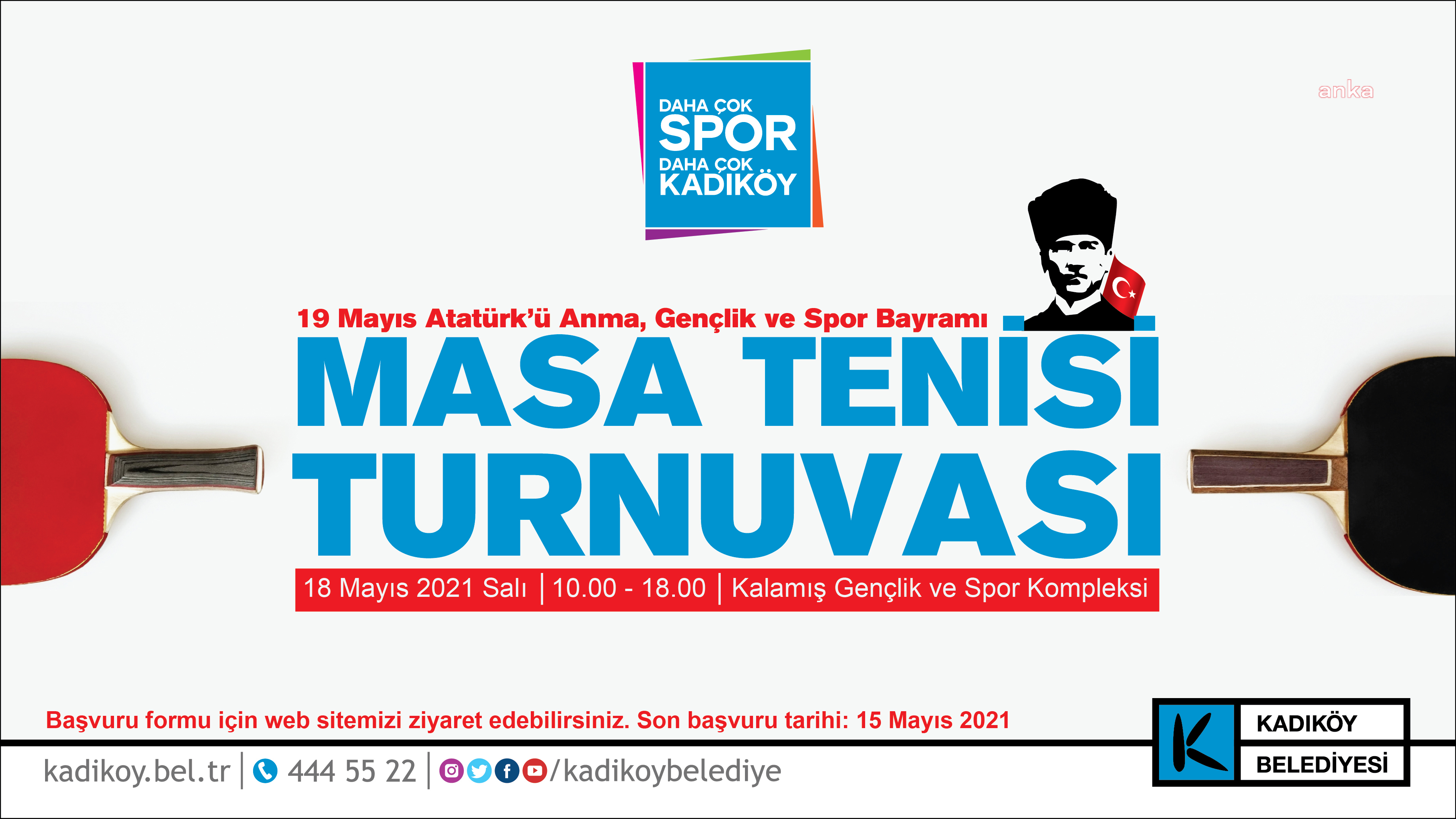 19 MAYIS KUTLAMALARI KADIKÖY'DE MASA TENİSİ TURNUVASIYLA BAŞLIYOR