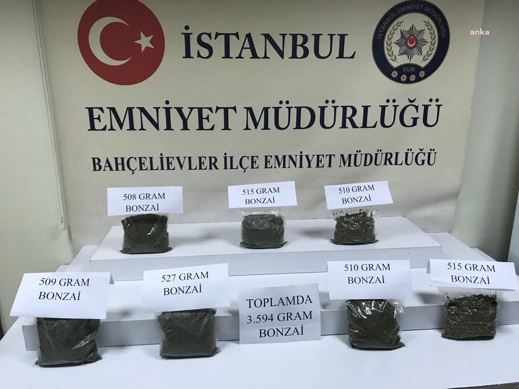BAHÇELİEVLER’DE BİR OTOPARKTA YAKLAŞIK 3,5 KG BONZAİ ELE GEÇİRİLDİ