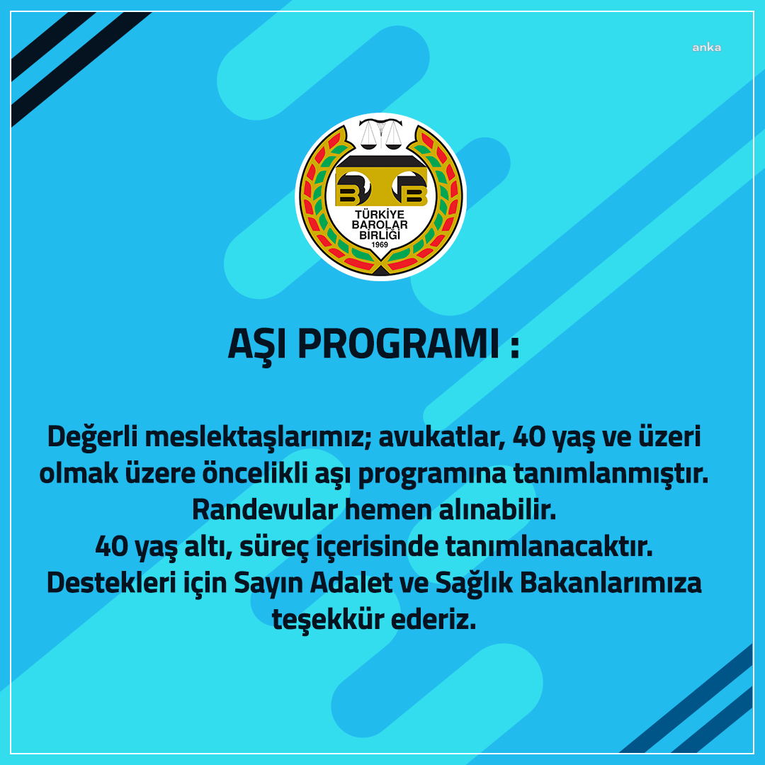 AVUKATLARA AŞI RANDEVUSU AÇILDI