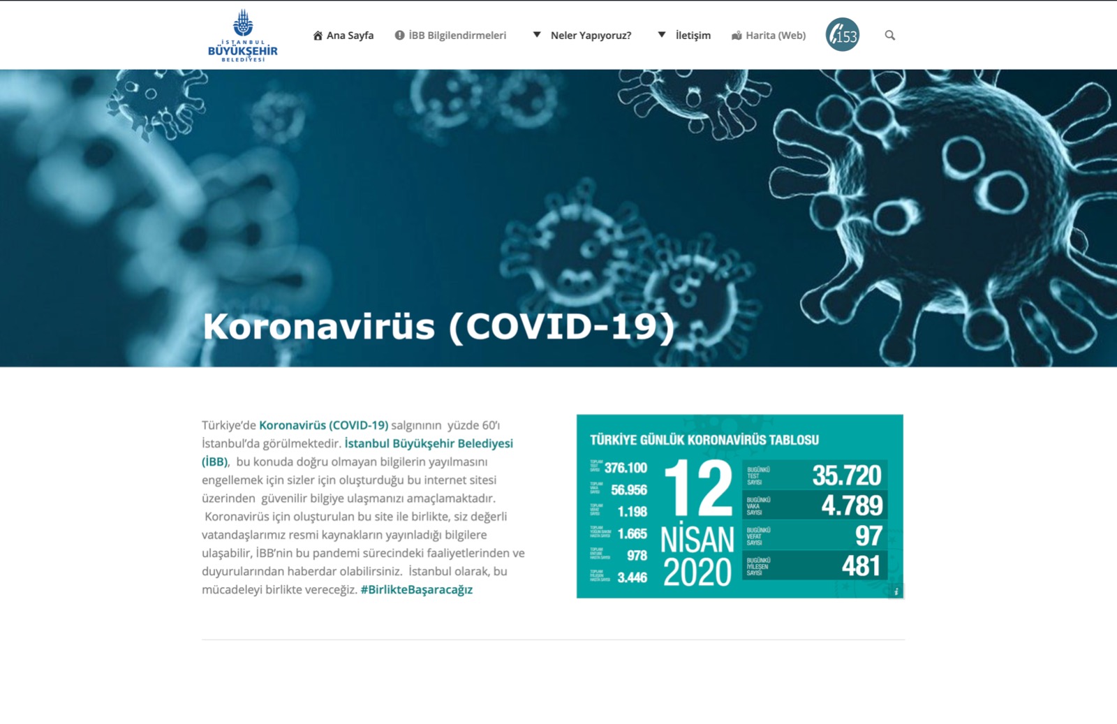 İBB’DEN KORONAVİRÜS HAKKINDA YENİ WEB SİTESİ