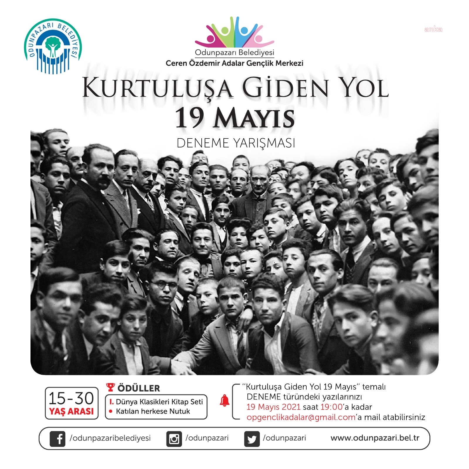 ODUNPAZARI BELEDİYESİ'NDEN "KURTULUŞA GİDEN YOL 19 MAYIS" DENEME YARIŞMASI