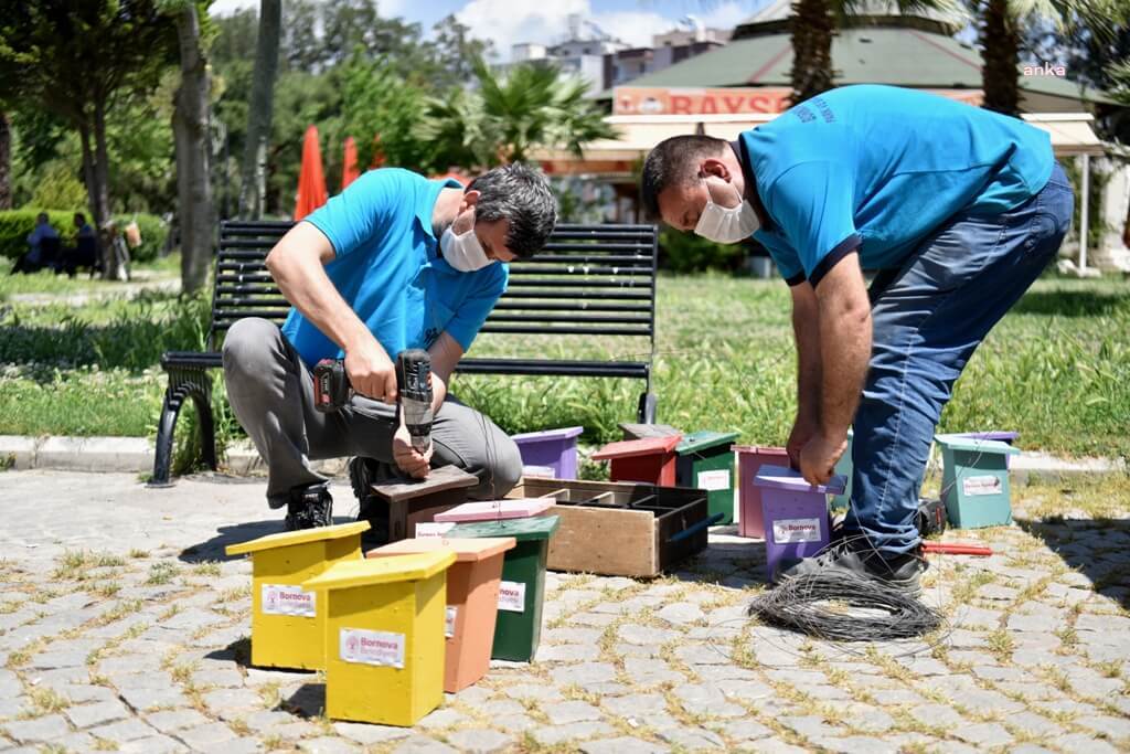 BORNOVA BELEDİYESİ'NDEN RENGARENK KUŞ EVLERİ