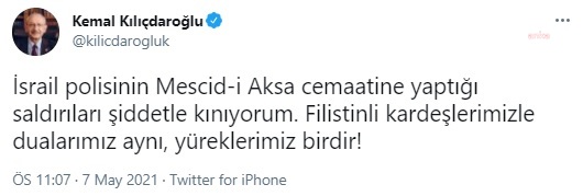 CHP LİDERİ KILIÇDAROĞLU: "FİLİSTİNLİ KARDEŞLERİMİZLE DUALARIMIZ AYNI, YÜREKLERİMİZ BİRDİR"