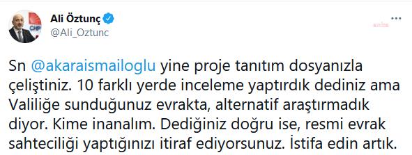 CHP'Lİ ÖZTUNÇ BAKAN KARAİSMAİLOĞLU’NA BAKANLIĞIN BELGESİ İLE YANIT VERDİ: KİME İNANALIM?