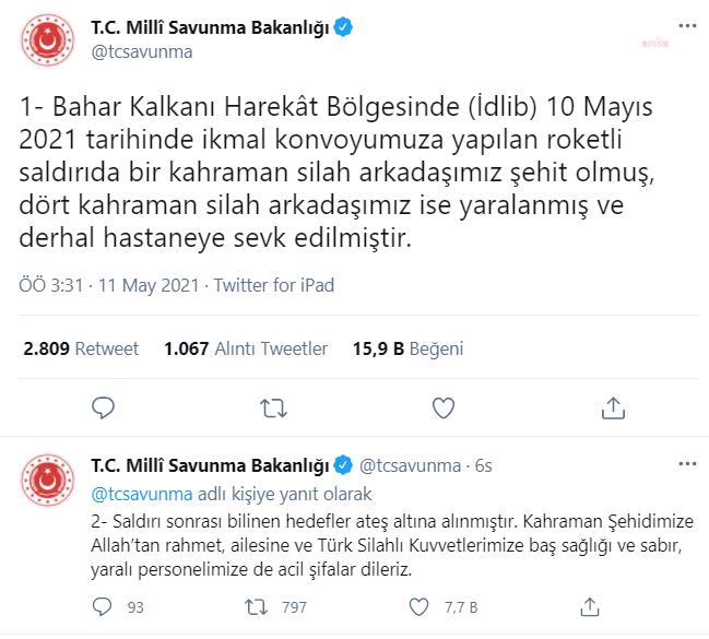 MSB DUYURDU: 1 ASKER ŞEHİT 4 ASKER YARALI