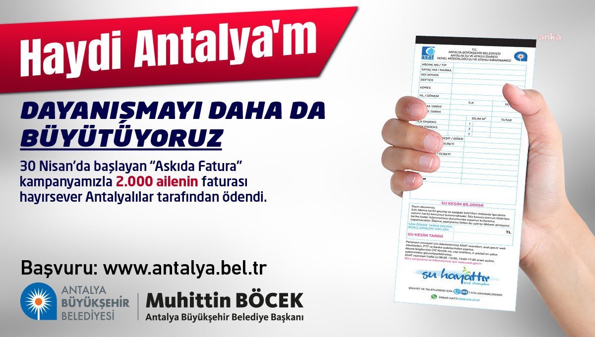 ASKIDA FATURA UYGULAMASI İLE 2 BİN AİLENİN SU FATURALARI ÖDENDİ