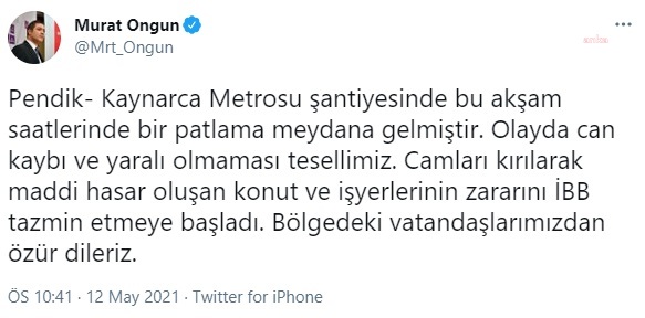 İBB SÖZCÜSÜ ONGUN: "PENDİK'TE CAN KAYBI VE YARALI OLMAMASI TESELLİMİZ"