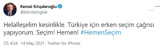 KILIÇDAROĞLU'NDAN CUMHURBAŞKANI ERDOĞAN'A "HELALLİK" YANITI: "HELALLEŞELİM KESİNLİKLE, SEÇİM! HEMEN!"