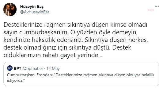 BTP GENEL BAŞKANI BAŞ'TAN "HELALLİK" YANITI: "DESTEK OLDUKLARINIZIN RAHATI GAYET YERİNDE”