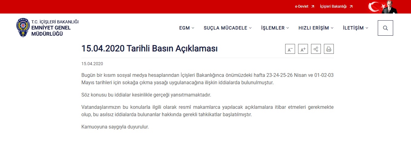 EMNİYET: SOKAĞA ÇIKMA YASAĞI UZATILMAYACAK