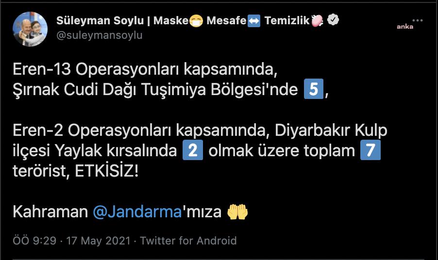 İÇİŞLERİ BAKANI SOYLU: "7 TERÖRİST ETKİSİZ"