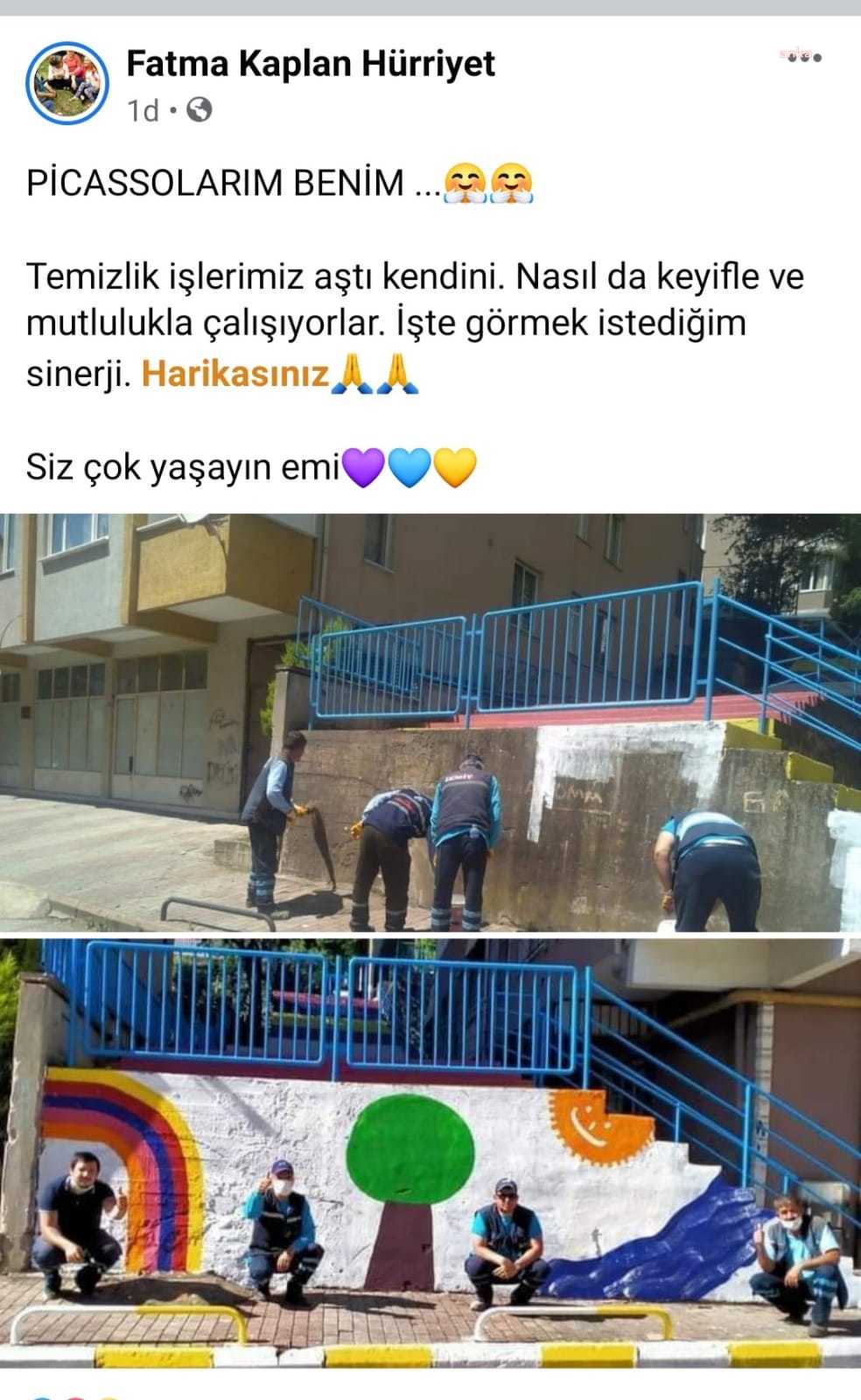 İZMİT BELEDİYESİ TEMİZLİK PERSONELİ, KENT DUVARLARINA RESİM YAPIYOR