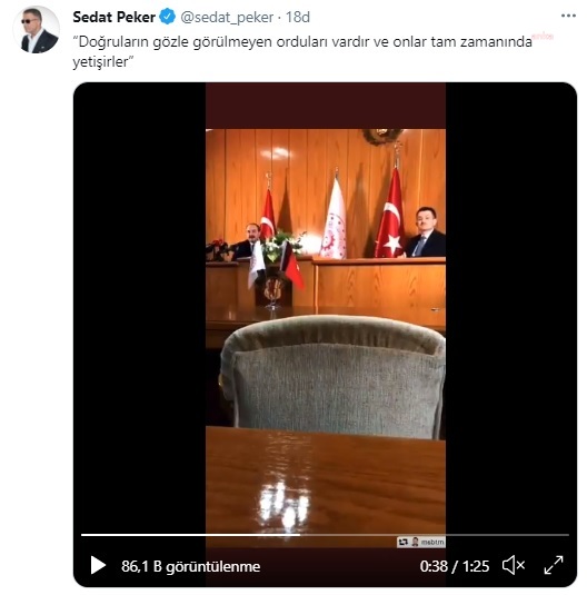 SEDAT PEKER: "DOĞRULARIN GÖZLE GÖRÜLMEYEN ORDULARI VARDIR VE ONLAR TAM ZAMANINDA YETİŞİRLER"