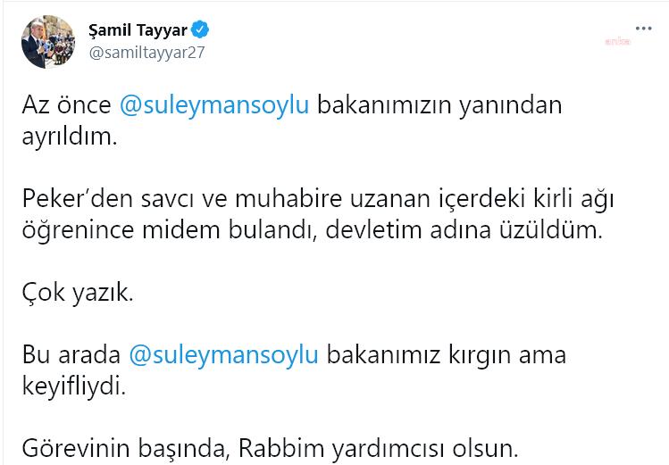 AKP'Lİ ŞAMİL TAYYAR: SÜLEYMAN SOYLU GÖREVİNİN BAŞINDA