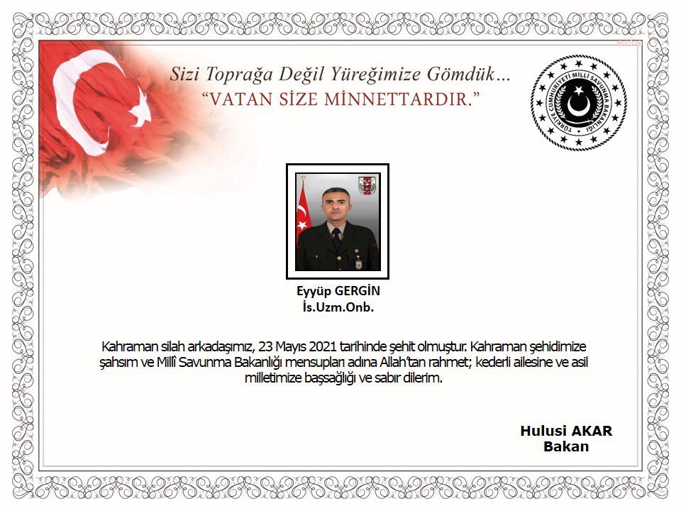 PENÇE YILDIRIM HAREKATI'NDA BİR ASKER ŞEHİT OLDU