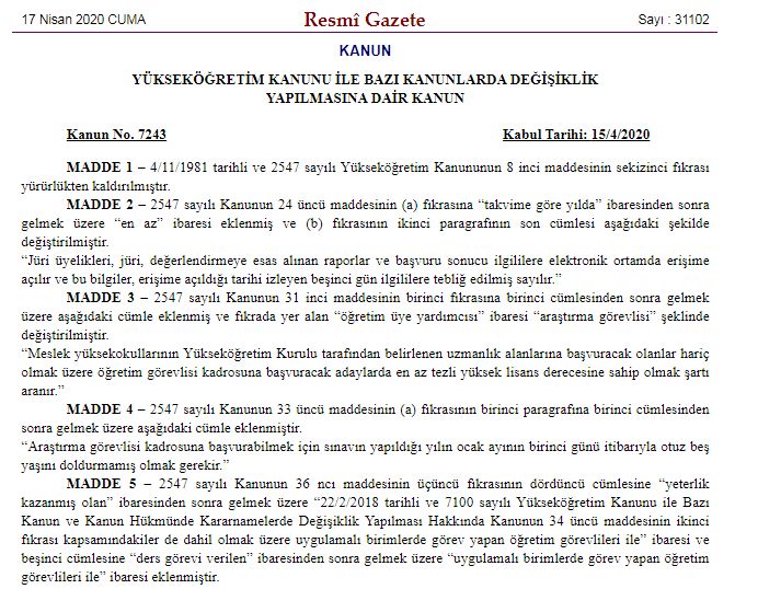 SAĞLIKTA ŞİDDET VE ÜNİVERSİTELERLE İLGİLİ KANUN YÜRÜRLÜĞE GİRDİ