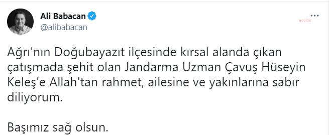 BABACAN'DAN ŞEHİT HÜSEYİN KELEŞ İÇİN TAZİYE MESAJI