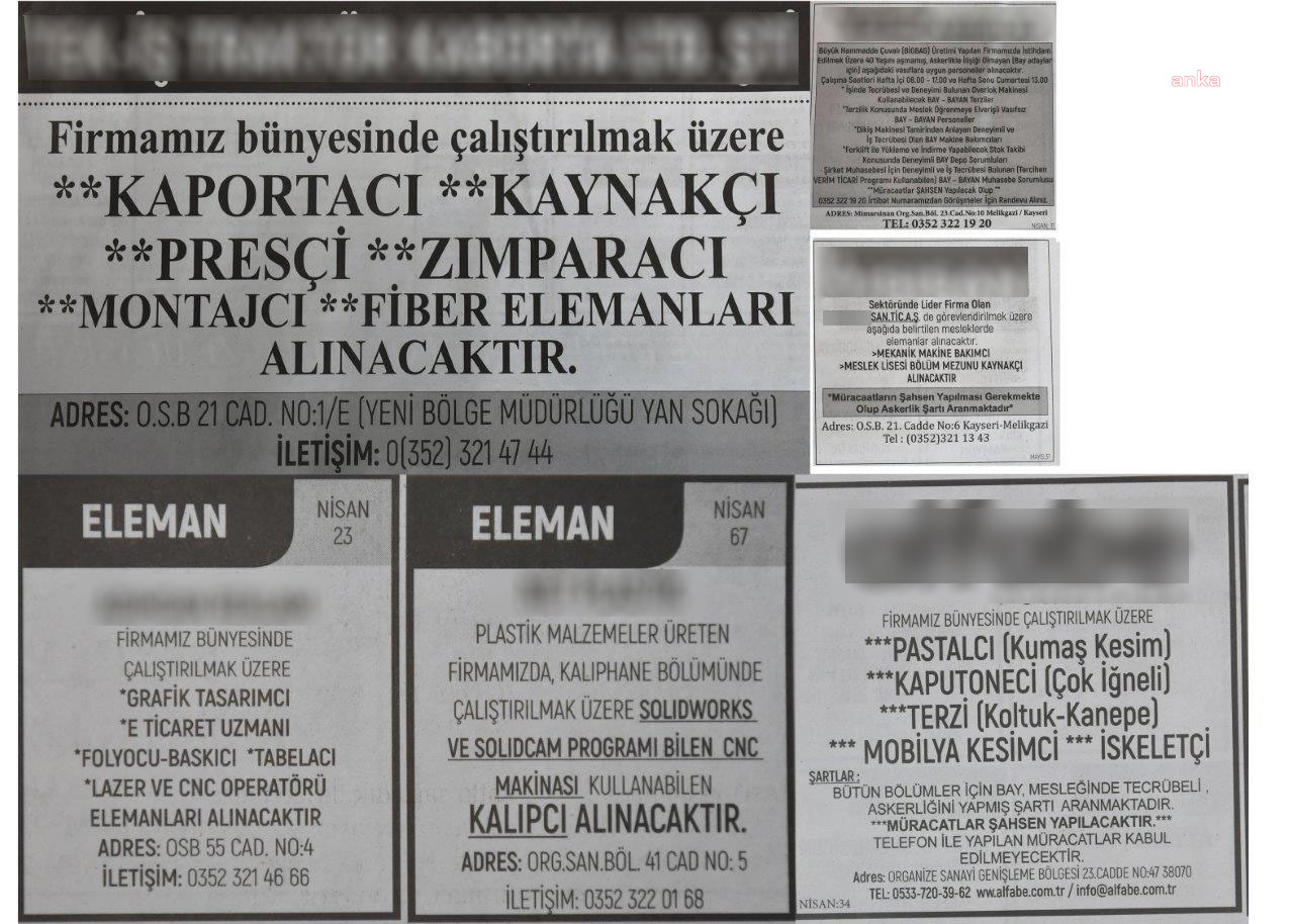 KAYSERİ OSB BAŞKANI NURSAÇAN, PEK ÇOK FABRİKA ELEMAN ARIYOR