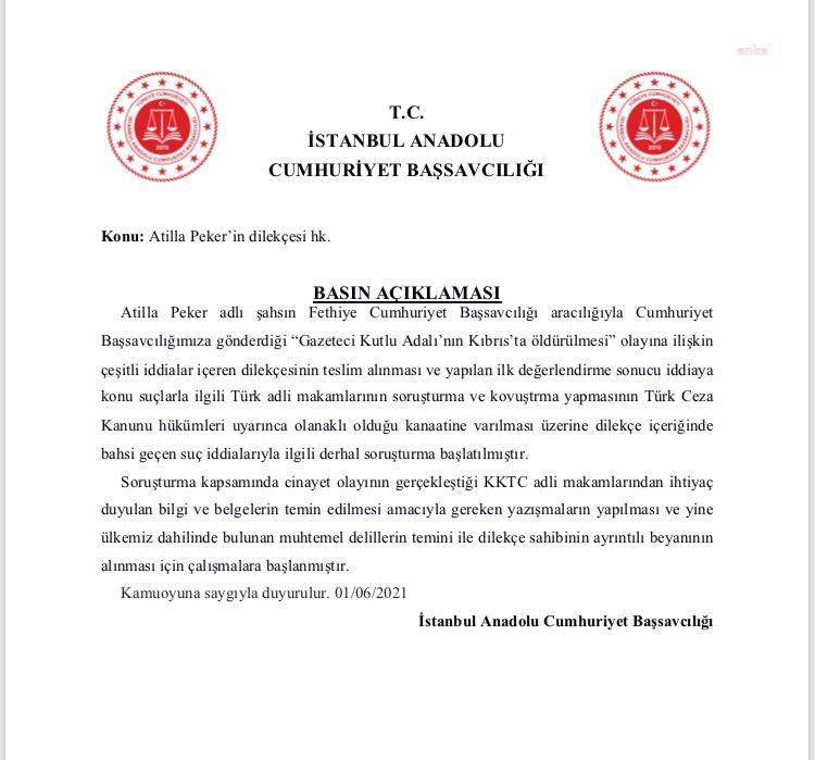 KUTLU ADALI CİNAYETİNE SORUŞTURMA