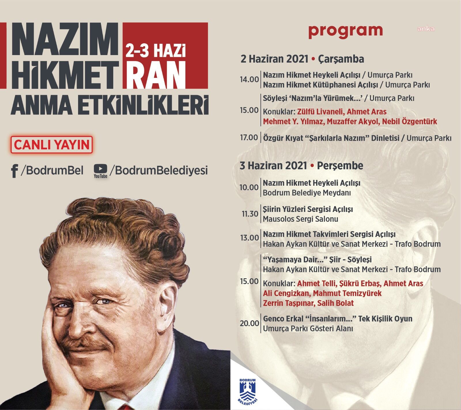BODRUM BELEDİYESİ’NDE NAZIM HİKMET ANMASI