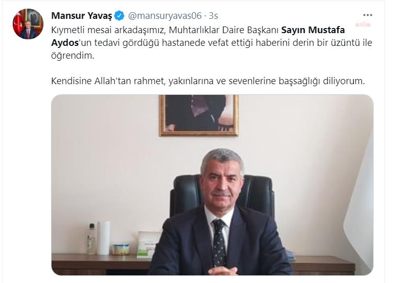 ABB MUHTARLIK DAİRE BAŞKANI AYDOS VEFAT ETTİ