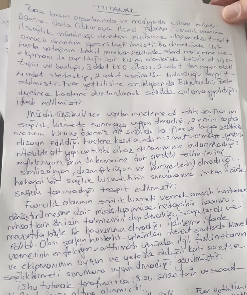ADANA BÜYÜKŞEHİR BELEDİYESİ’NİN KURDUĞU SAHRA HASTANESİ MÜHÜRLENDİ