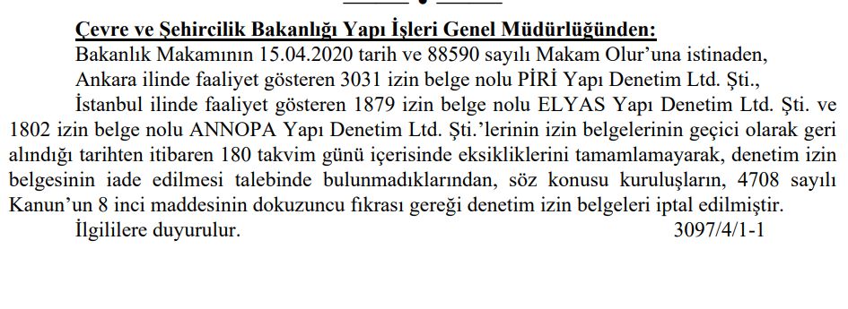 TOKİ'YLE İŞ YAPAN FİRMANIN BELGESİ GEÇİCİ OLARAK İPTAL EDİLDİ