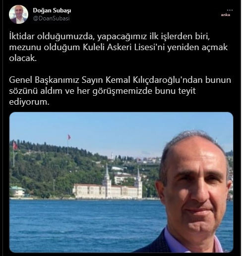 CHP'Lİ İBB MECLİS ÜYESİ SUBAŞI: İKTİDAR OLDUĞUMUZDA, YAPACAĞIMIZ İLK İŞLERDEN BİRİ KULELİ ASKERİ LİSESİ'Nİ YENİDEN AÇMAK OLACAK