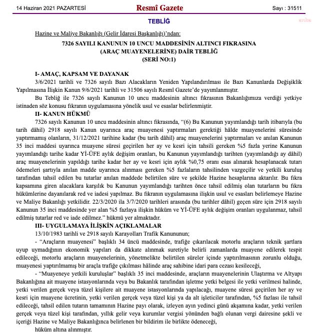 TAŞIT MUAYENESİNDE GECİKME CEZASINDA İNDİRİM