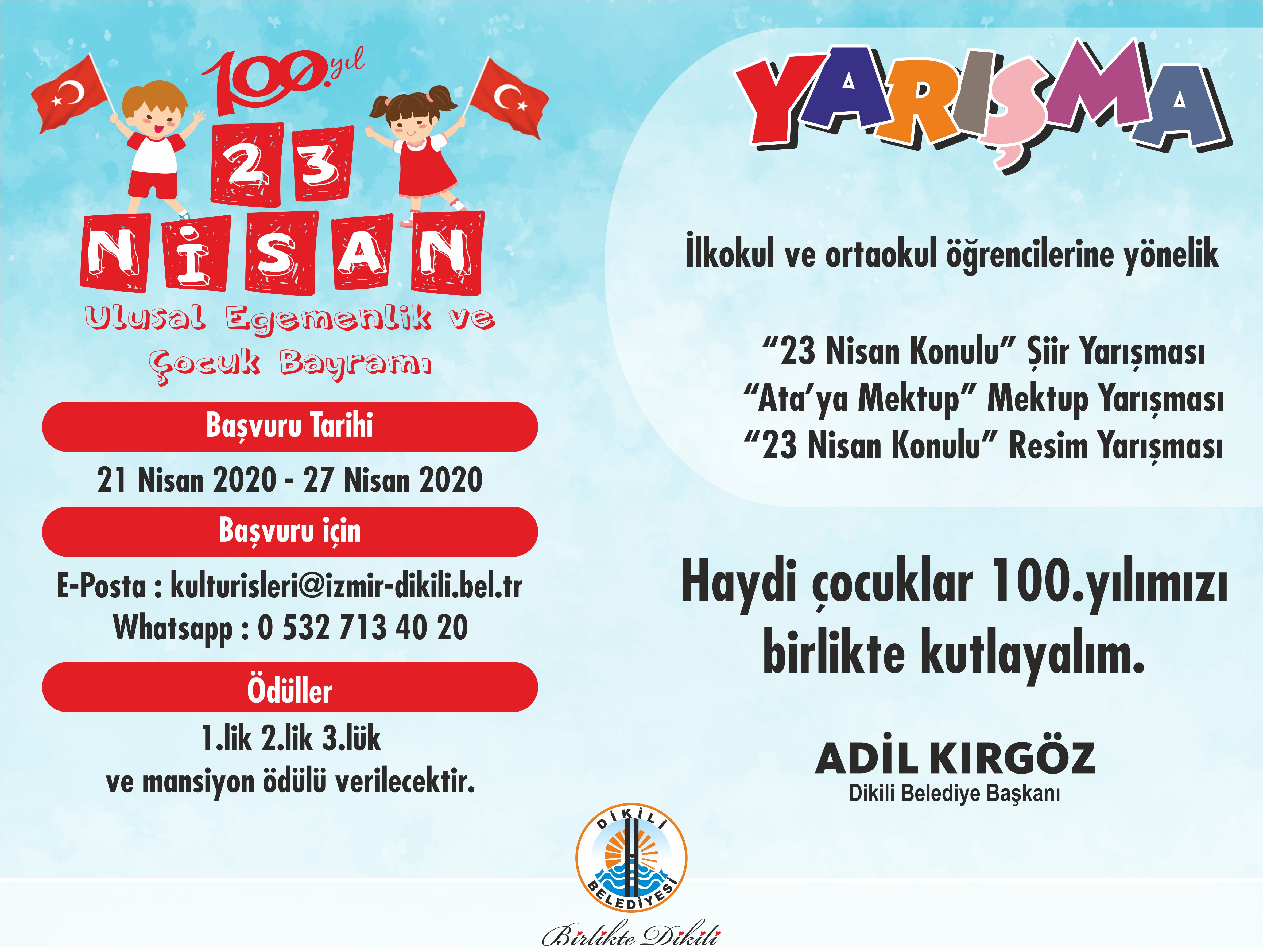 DİKİLİ BELEDİYESİ'NDEN ÇOCUKLARA ÖZEL 23 NİSAN YARIŞMASI