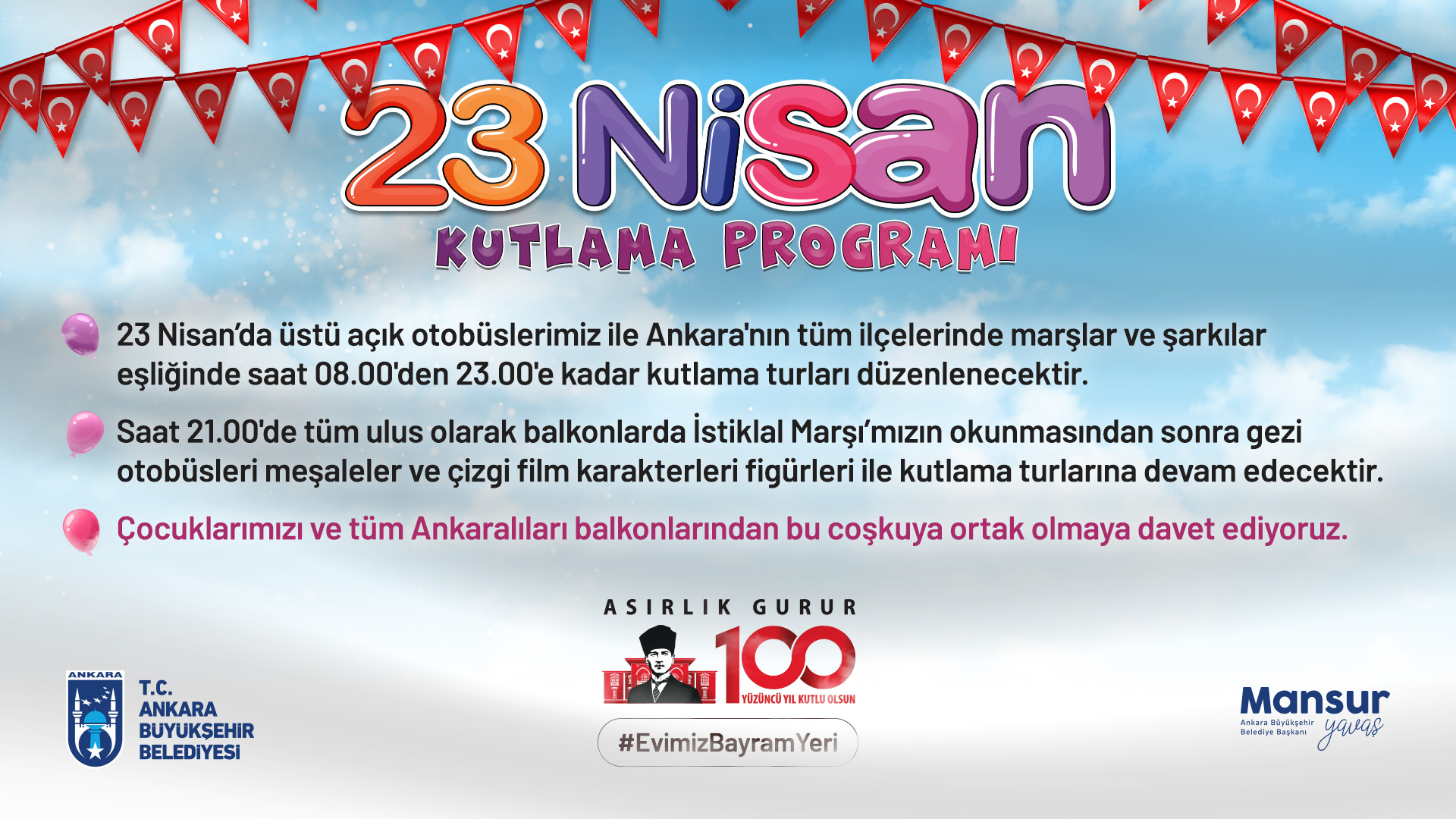 BAŞKENT'TE 23 NİSAN KUTLAMASI ÇOCUKLARIN AYAĞINA GİDECEK