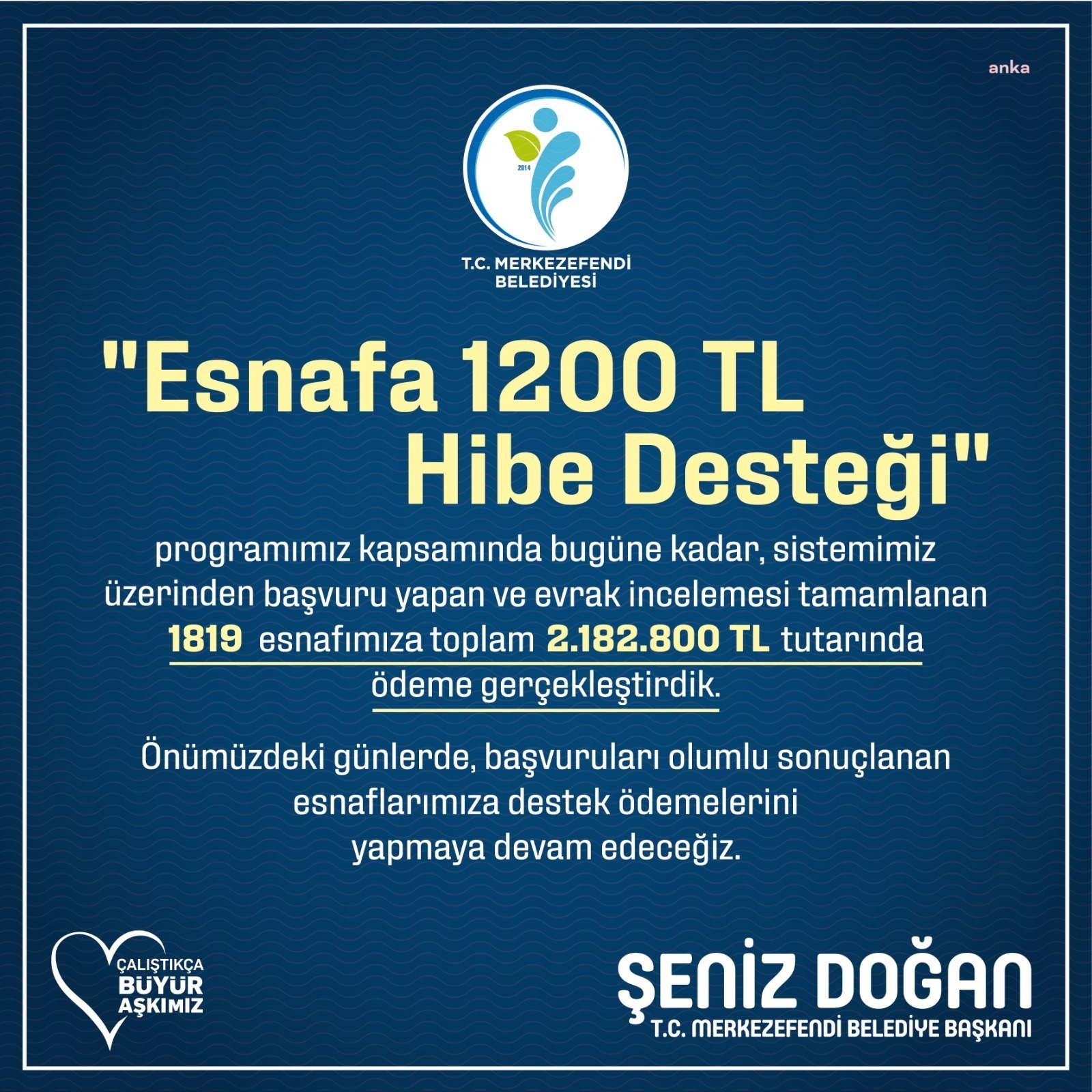 MERKEZEFENDİ BELEDİYESİ’NİN ESNAFA HİBE DESTEĞİ ÖDEMELERİ DEVAM EDİYOR