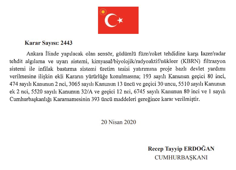 NERO SAVUNMA SANAYİ A.Ş'YE DEVLET DESTEĞİ