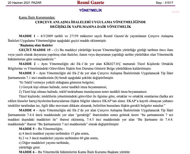 YABANCILARIN İHALEYE GİRMELERİ KOLAYLAŞTIRILDI, TEMİNATLARI HACZEDİLEMEYECEK