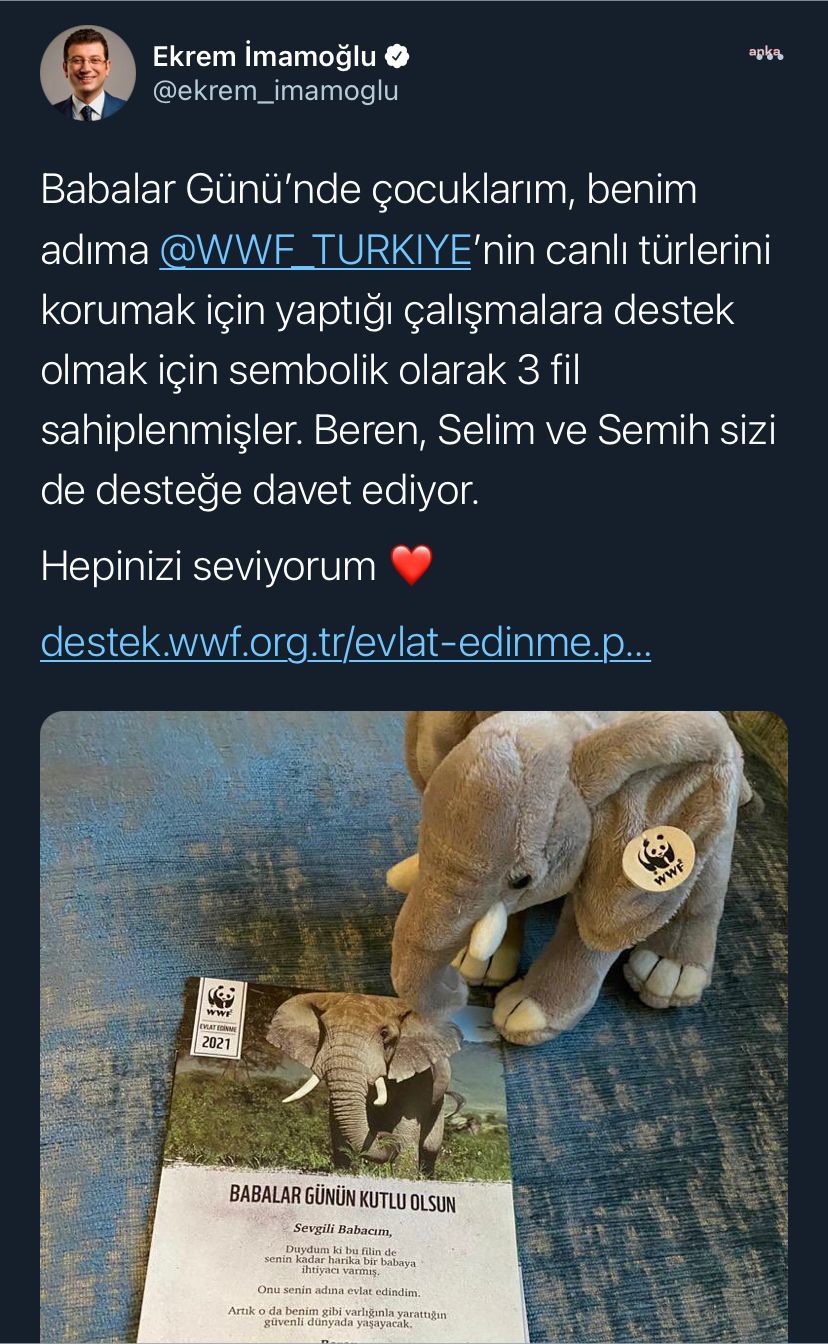 İMAMOĞLU’NA BABALAR GÜNÜ'NDE ÇOCUKLARINDAN HEDİYE 3 FİL