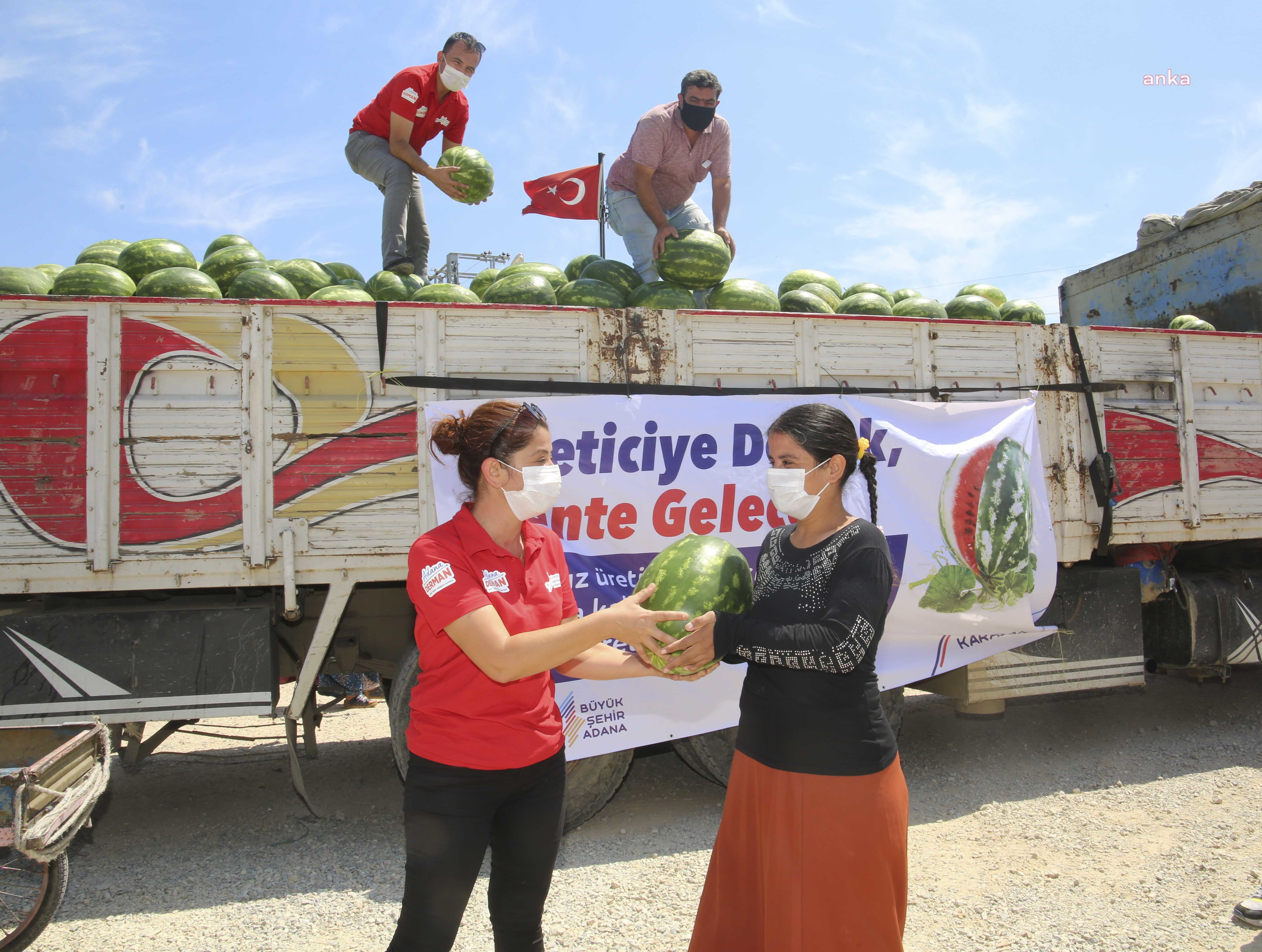 ADANA BÜYÜKŞEHİR, ÜRETİCİDEN ALDIĞI KARPUZU HALKA ÜCRETSİZ DAĞITIYOR