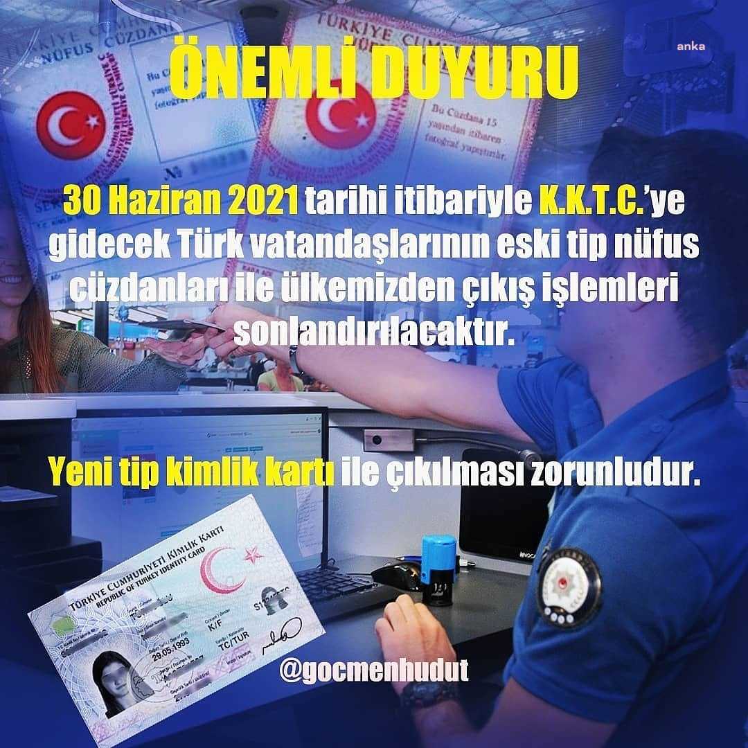 KKTC'YE GİDECEK TÜRK VATANDAŞLARINA YENİ TİP KİMLİK KARTI UYARISI