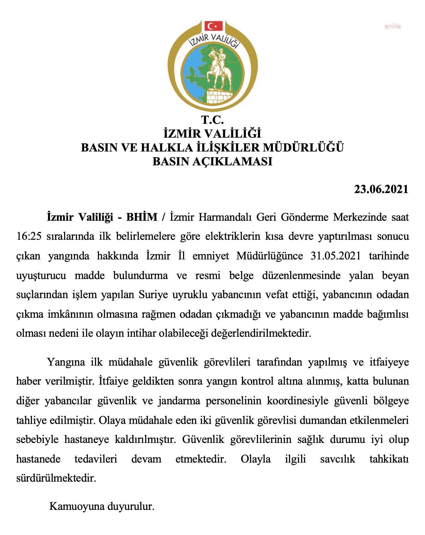 SURİYELİ MÜLTECİ, GERİ GÖNDERME MERKEZİ'NDE ÇIKAN YANGINDA YAŞAMINI YİTİRDİ