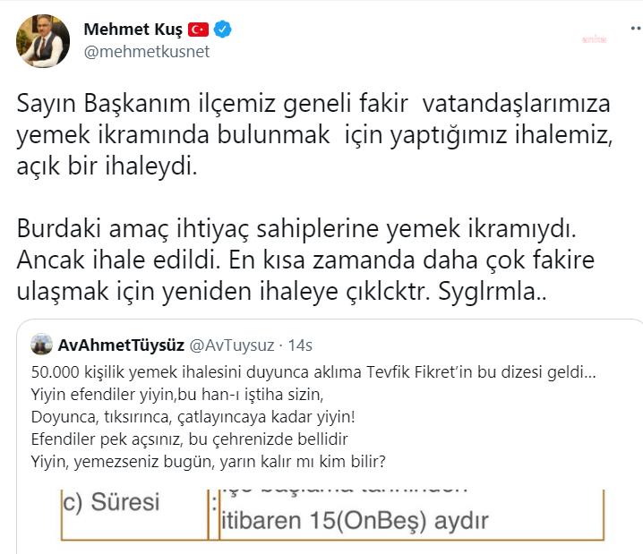 AKP’Lİ İLÇE BELEDİYESİNİN YEMEK İHALESİ İPTAL