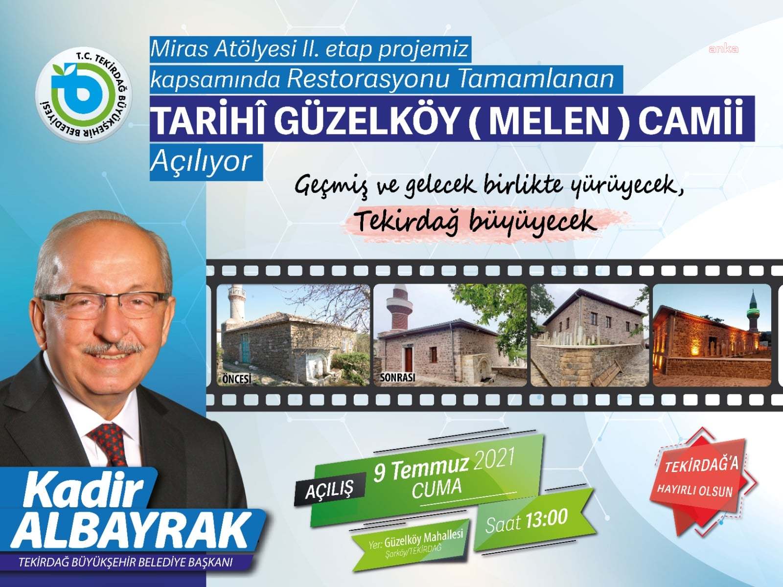 TEKİRDAĞ'DA TARİHİ GÜZELKÖY (MELEN) CAMİİ’NİN RESTORASYONU TAMAMLANDI
