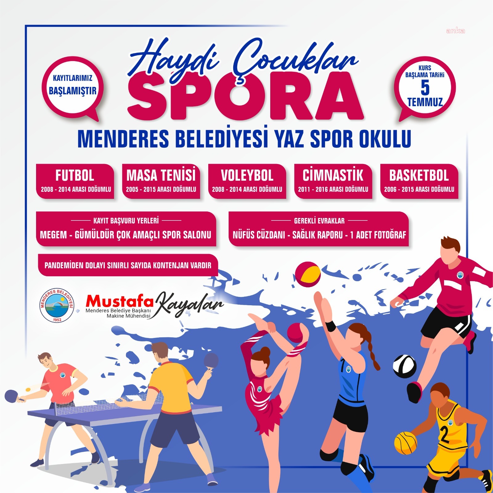 MENDERES BELEDİYESİ YAZ SPOR OKULLARI BAŞLIYOR