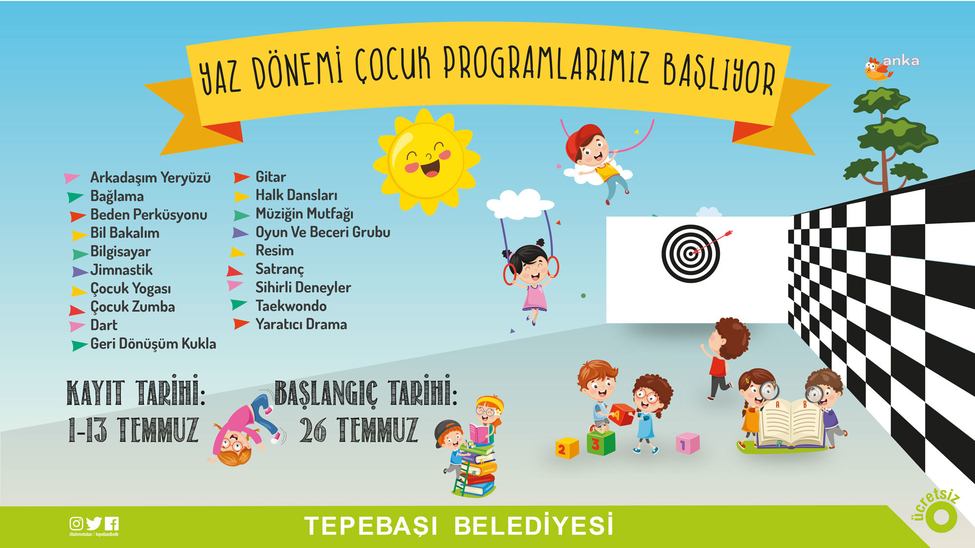 TEPEBAŞI BELEDİYESİ'NİN YAZ DÖNEMİ ÇOCUK PROGRAMLARI BAŞLIYOR