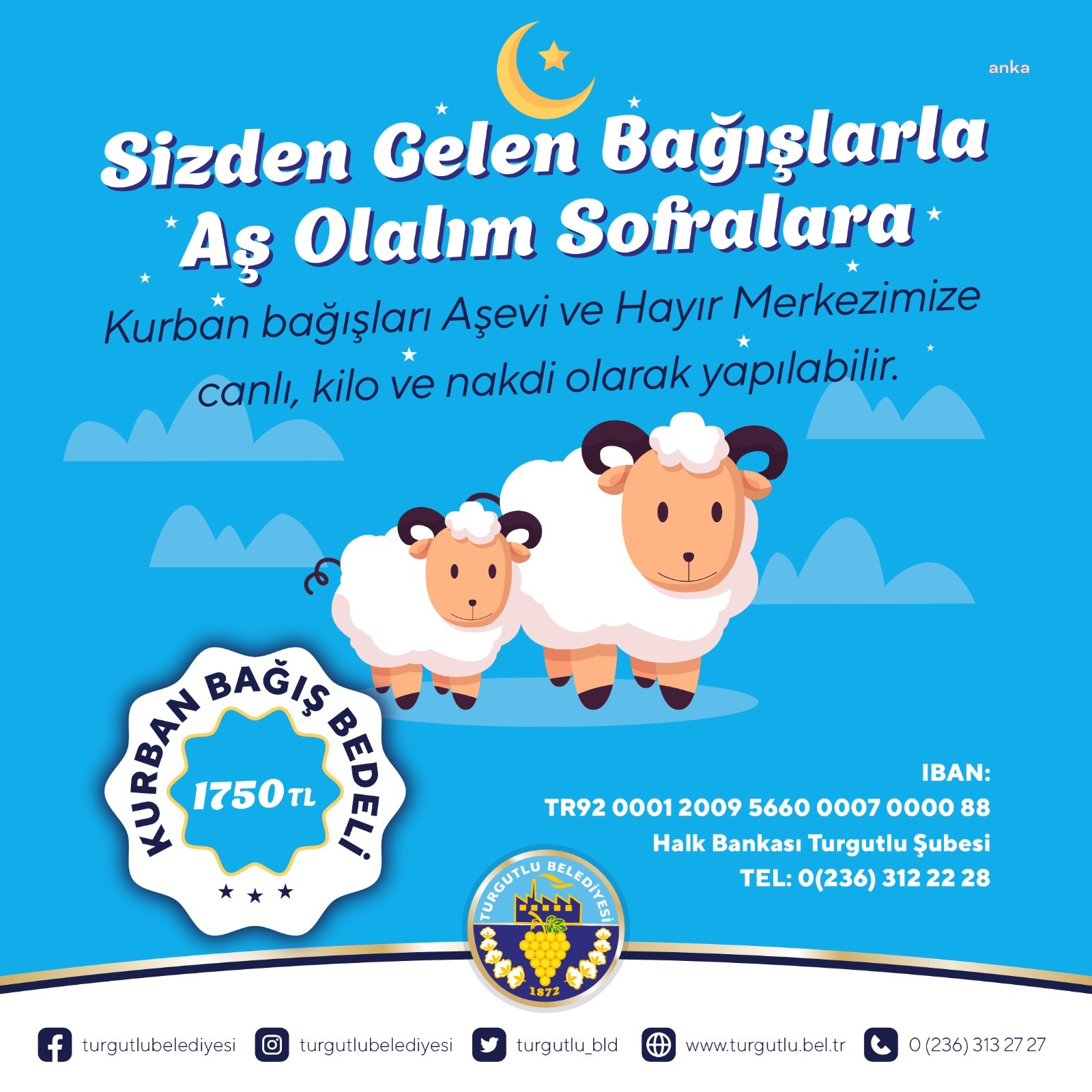 TURGUTLU BELEDİYESİ'NDEN KURBAN BAYRAMI BAĞIŞ KAMPANYASI