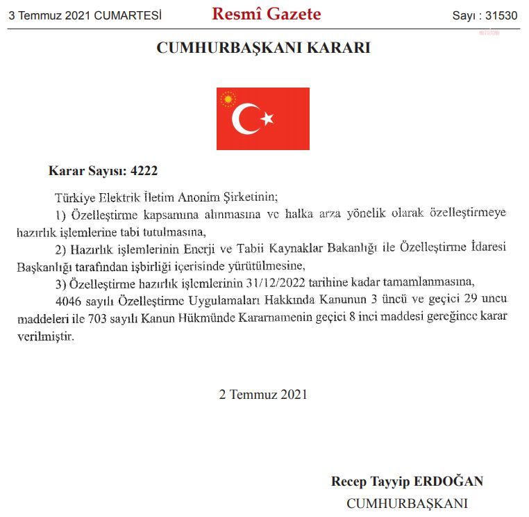 TEİAŞ ÖZELLEŞTİRİLİYOR