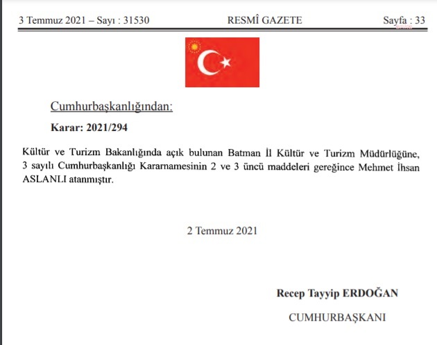 BATMAN'DA İL KÜLTÜR VE TURİZM MÜDÜR VEKİLİ ASALETEN ATANDI