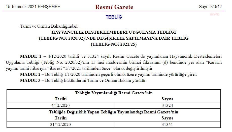 TARIM VE ORMAN BAKANLIĞI DÜVE DESTEKLERİNİ 7 AY DAHA UZATTI.