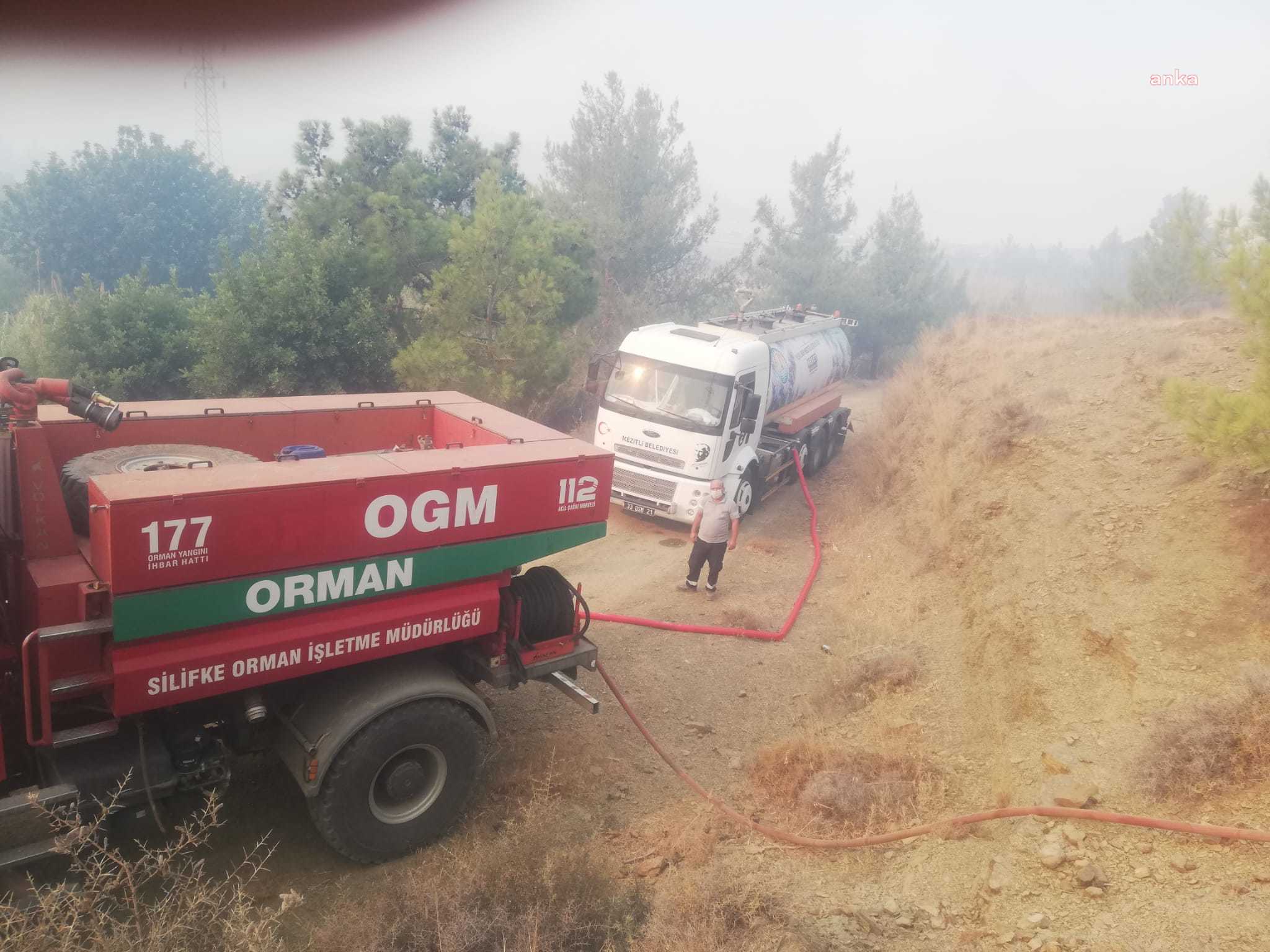 MEZİTLİ BELEDİYESİ EKİPLERİ YANGIN BÖLGESİNDE