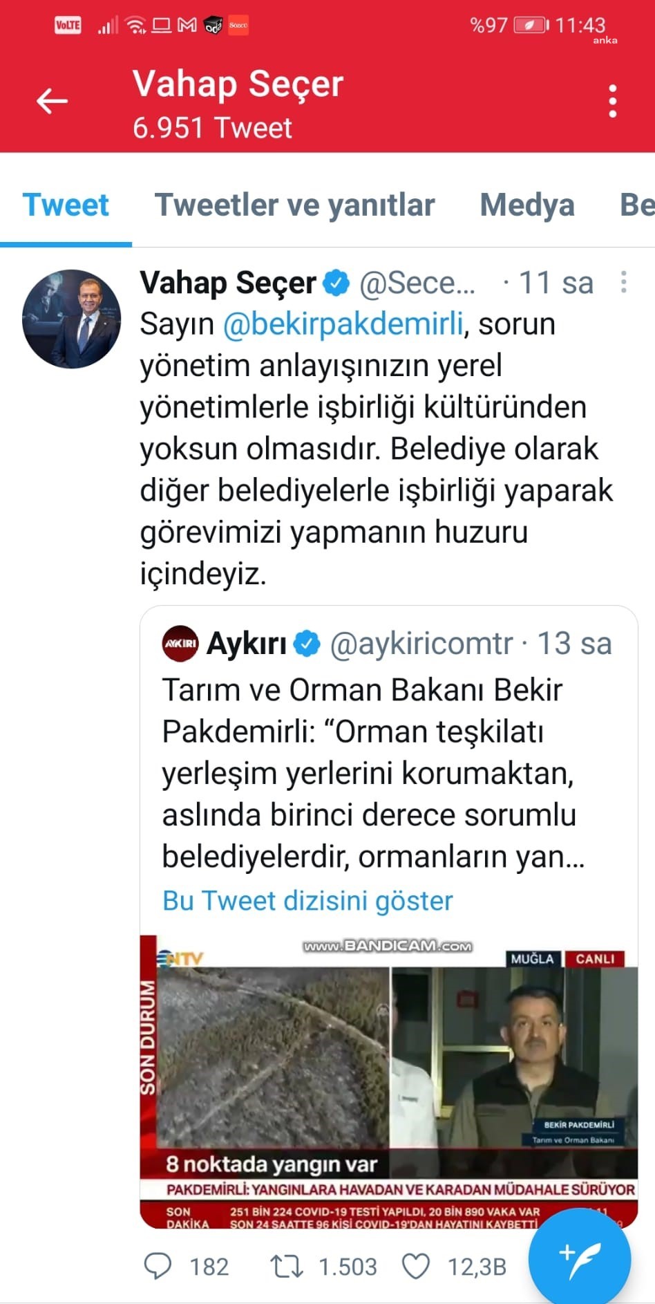 BAŞKAN SEÇER’DEN BAKAN PAKDEMİRLİ’YE YANIT: GÖREVİMİZİ YAPMANIN HUZURU İÇİNDEYİZ