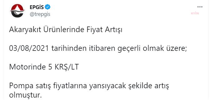 MOTORİNE 5 KURUŞ ZAM