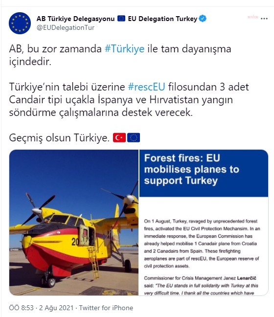 AB'NİN GÖNDERDİĞİ YANGIN SÖNDÜRME UÇAKLARI MUĞLA’YA GELDİ